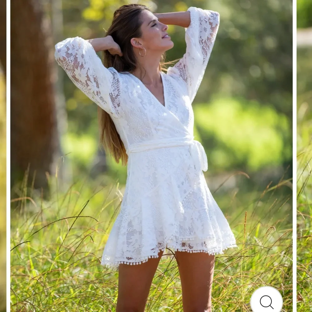 NWOT NBW Honeycloth White Lace Mini Wrap Dress - Picture 3 of 3